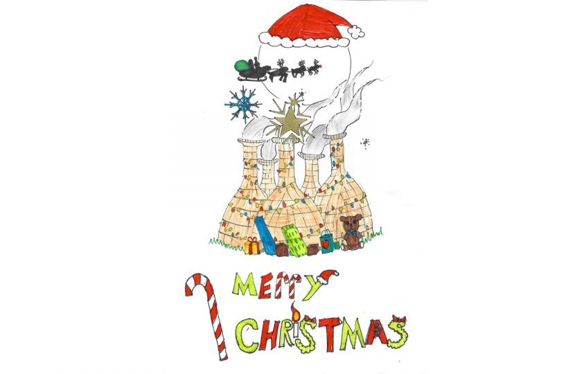 Pupil aged 9 from Hanley St Luke's C of E Aided Primary School design Jo Gideon MP's 2021 Christmas card