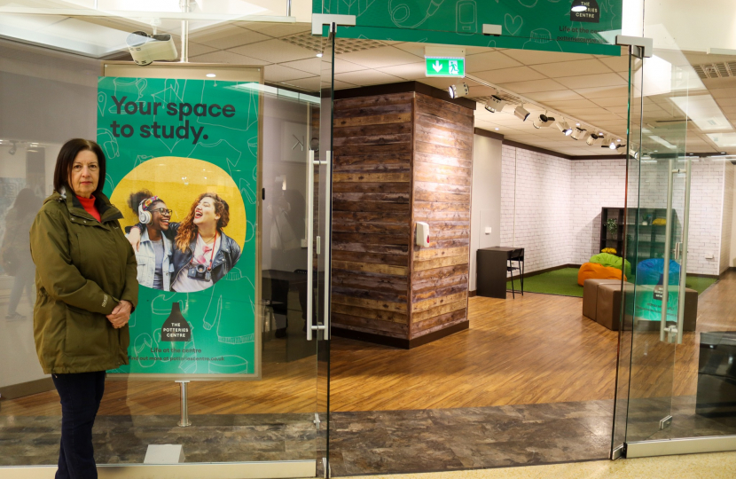 the new study space which has just opened inside the Potteries Centre
